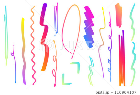 手書きペンの縦ライン装飾　ブラシ　蛍光ペン　アンダーライン　グラデーション 110904107