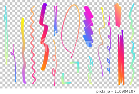 手書きペンの縦ライン装飾　ブラシ　蛍光ペン　アンダーライン　グラデーション 110904107