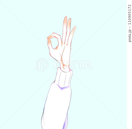OKサインする女性の手 冬 OKサインする女性の手 冬 110905172