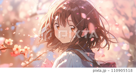 桜が満開の季節　卒業式　入学シーズン「AI生成画像」 110905518