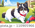 AI-generated content. Happy comic dog in anime manga style. Lovely mascot pet and adorable friend. Joyful cartoon illustration 110905966