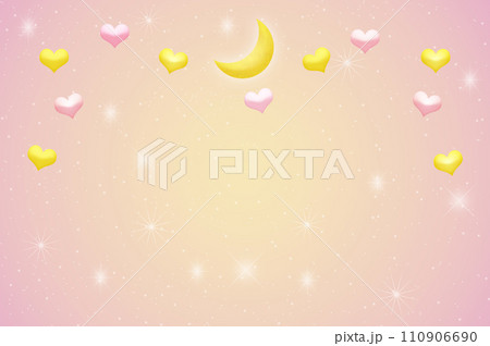 三日月とハートが浮かぶの背景イラスト 110906690