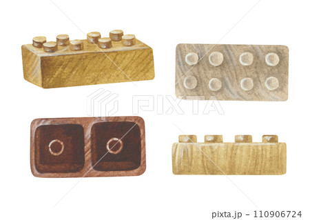 Constructor Watercolor illustration. Hand drawn clip art set on white isolated background. Drawing of wooden Kids Toys. Painting of building blocks. Design elements of bricks in brown colors Constructor Watercolor illustration. Hand drawn clip art set on white isolated background. Drawing of wooden Kids Toys. Painting of building blocks. Design elements of bricks in brown colors 110906724