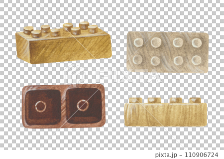 Constructor Watercolor illustration. Hand drawn clip art set on white isolated background. Drawing of wooden Kids Toys. Painting of building blocks. Design elements of bricks in brown colors Constructor Watercolor illustration. Hand drawn clip art set on white isolated background. Drawing of wooden Kids Toys. Painting of building blocks. Design elements of bricks in brown colors 110906724