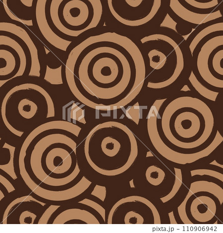 Seamless hand drawn beige brown abstract pattern. Monochrome geometric lines spirals dots curves. For modern minimalist decor wrapping paper textile wallpaper contemporary style. Seamless hand drawn beige brown abstract pattern. Monochrome geometric lines spirals dots curves. For modern minimalist decor wrapping paper textile wallpaper contemporary style. 110906942