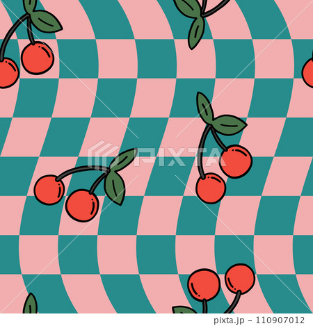 Square seamless pattern with groovy cherry Square seamless pattern with groovy cherry 110907012