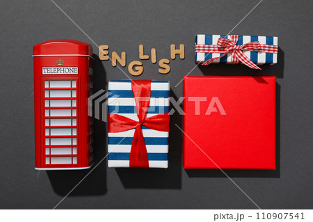The concept of learning English, on a dark background. 110907541