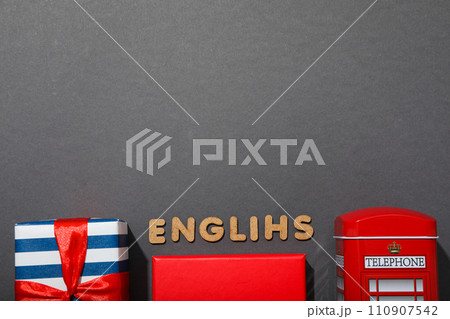 The concept of learning English, on a dark background. 110907542
