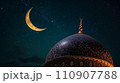 モスクのドームと三日月の夜：AI作品 110907788