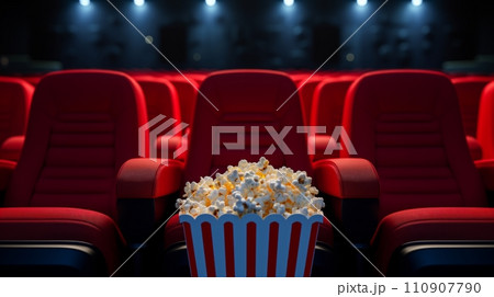 映画館の椅子とポップコーン：AI作品 110907790