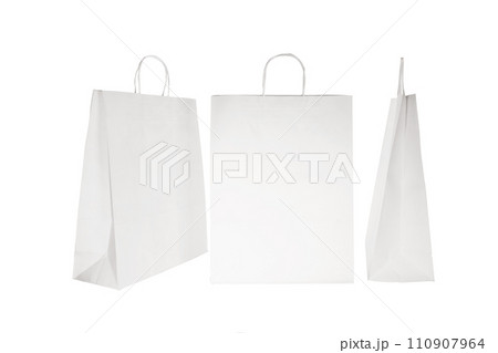 Various kraft paper bags isolated on white background Various kraft paper bags isolated on white background 110907964