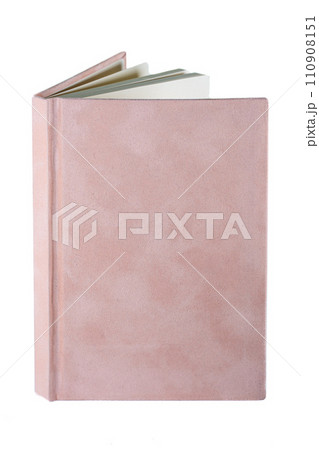 close up of a blank velour fluffy notebook on white background with clipping path 110908151