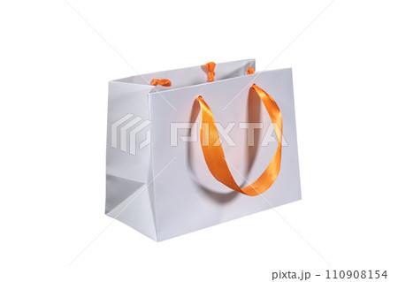 Recyclable craft paper bag for purchases, gifts and takeaway food mock up on white background. Environmentally friendly than single-use plastic bags Recyclable craft paper bag for purchases, gifts and takeaway food mock up on white background. Environmentally friendly than single-use plastic bags 110908154