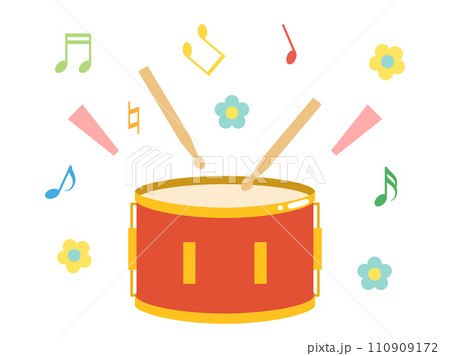 小太鼓をイメージしたイラスト 音符ありバージョン 小太鼓をイメージしたイラスト 音符ありバージョン 110909172