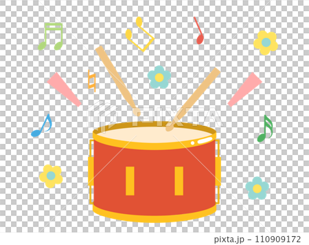 小太鼓をイメージしたイラスト 音符ありバージョン 小太鼓をイメージしたイラスト 音符ありバージョン 110909172
