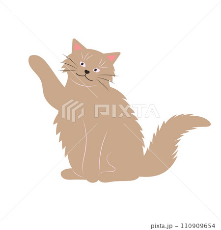 Cute funny cat. Fat pet animal. Cartoon character. Flat vector illustration. 110909654