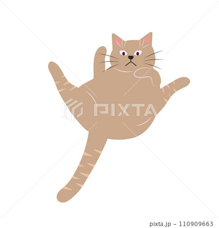 Cute funny cat. Fat pet animal. Cartoon character. Flat vector illustration. 110909663