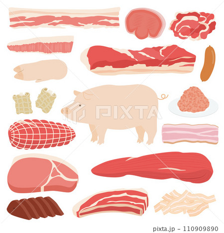 豚肉のイラストセット 110909890