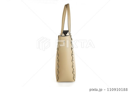 beige leather bag isolated on white background. minimalist purse ,handbag 110910188