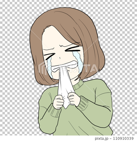 一個女孩咬著手帕哭 一個女孩咬著手帕哭 110910339