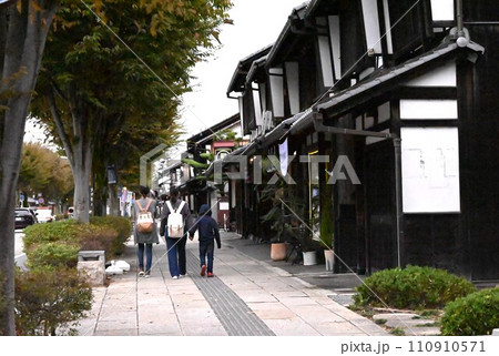 彦根京橋キャッスルロード・滋賀県彦根市・城下町の和風建築の商店街・日本観光素材 110910571