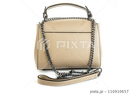 beige leather bag isolated on white background. minimalist purse ,handbag beige leather bag isolated on white background. minimalist purse ,handbag 110910657