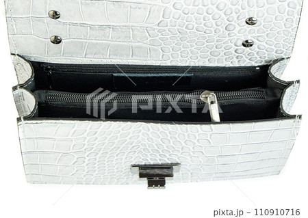 top view of open empty women lady bag isolated on white background top view of open empty women lady bag isolated on white background 110910716
