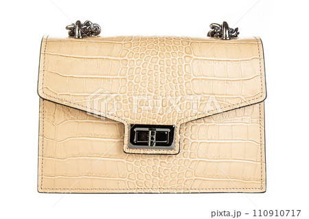 beige leather bag isolated on white background. minimalist purse ,handbag beige leather bag isolated on white background. minimalist purse ,handbag 110910717