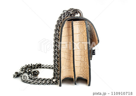 beige leather bag isolated on white background. minimalist purse ,handbag beige leather bag isolated on white background. minimalist purse ,handbag 110910718