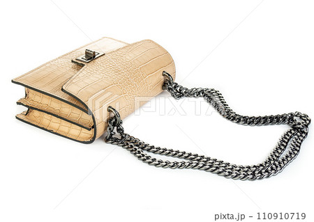 beige leather bag isolated on white background. minimalist purse ,handbag beige leather bag isolated on white background. minimalist purse ,handbag 110910719