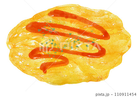 水彩で描いたケチャップとパセリのスクランブルエッグ 110911454