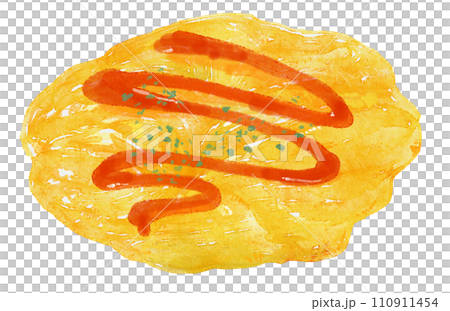 水彩で描いたケチャップとパセリのスクランブルエッグ 110911454