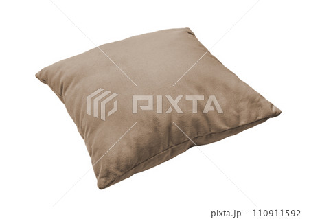 Decorative brown rectangular pillow for sleeping and resting isolated on white background 110911592
