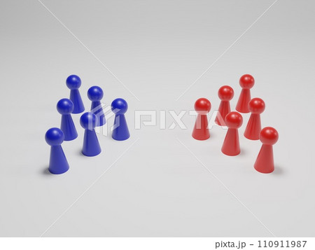 対立する2つの集団を表すアブストラクト 110911987