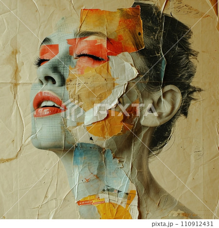 Collage of a close up face 110912431