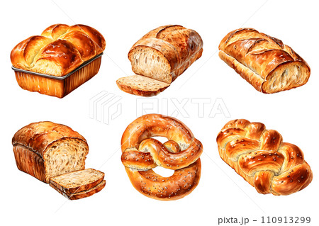 set of bread water color hi quality isolated on white background 110913299