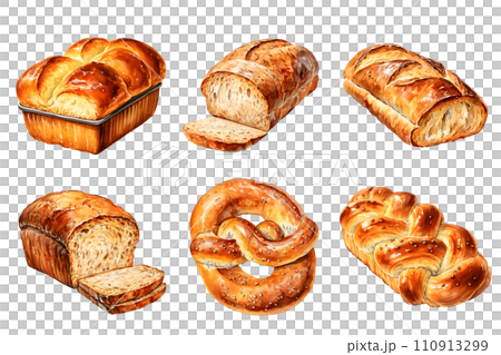 set of bread water color hi quality isolated on white background 110913299