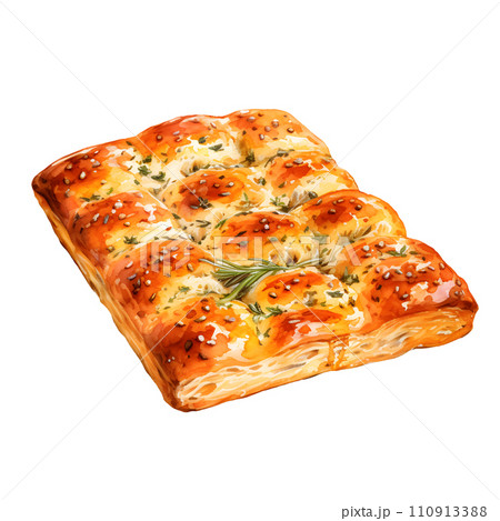 Focaccia bread water color hi quality isolated on white background 110913388