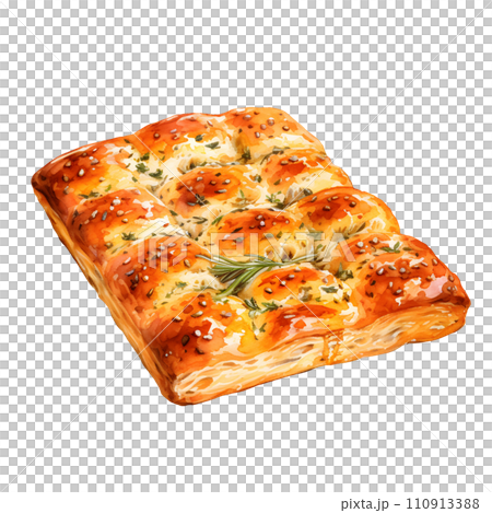 Focaccia bread water color hi quality isolated on white background 110913388