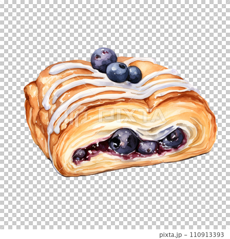 Danish Pastry bread water color hi quality isolated on white background Danish Pastry bread water color hi quality isolated on white background 110913393