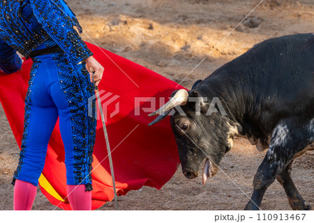 Bullfight in Spain. Spanish bullfighter in the bullfighting arena Bullfight in Spain. Spanish bullfighter in the bullfighting arena 110913467