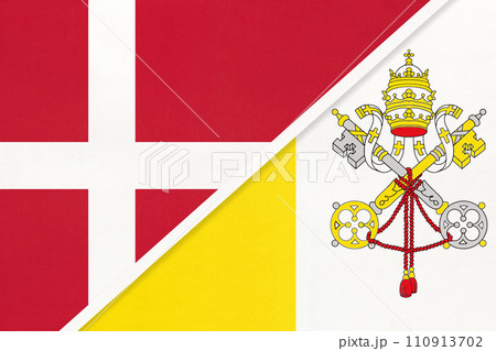 Denmark and Vatican City, symbol of country. Danish national flags. 110913702
