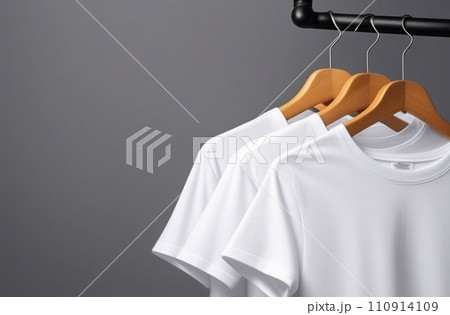 Simple white t-shirts mockup on a gray background 110914109