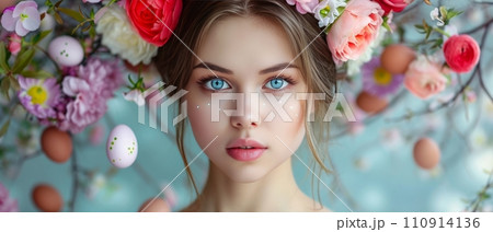 Spring Beauty with Easter Floral Garland Spring Beauty with Easter Floral Garland 110914136