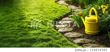 Sunny Garden Path with Watering Can 110914165