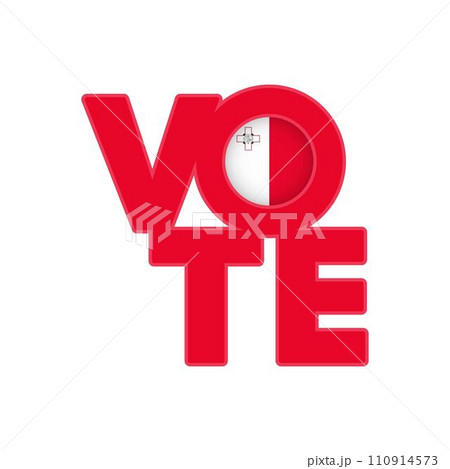 Vote sign, postcard, poster. Malta flag. Vector illustration. 110914573