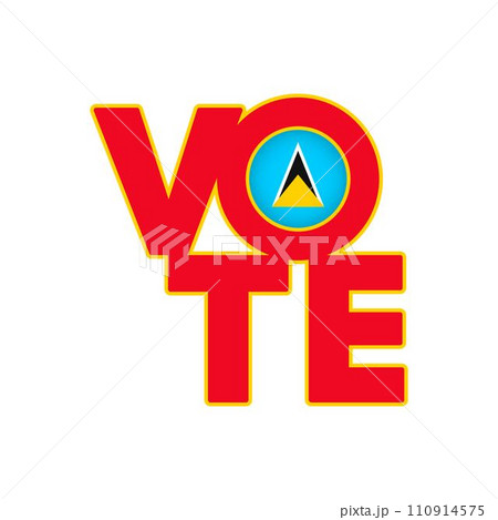 Vote sign, postcard, poster. Saint Lucia flag. Vector illustration. 110914575