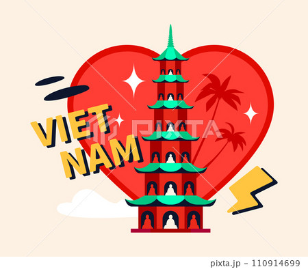 I love Vietnam - modern colored vector illustration I love Vietnam - modern colored vector illustration 110914699