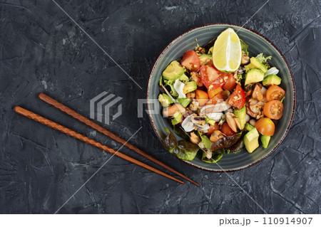 Vegetable salad with seafood. Vegetable salad with seafood. 110914907
