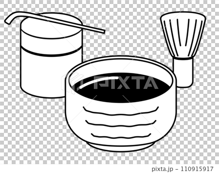 黑白簡約手繪茶道插畫 110915917